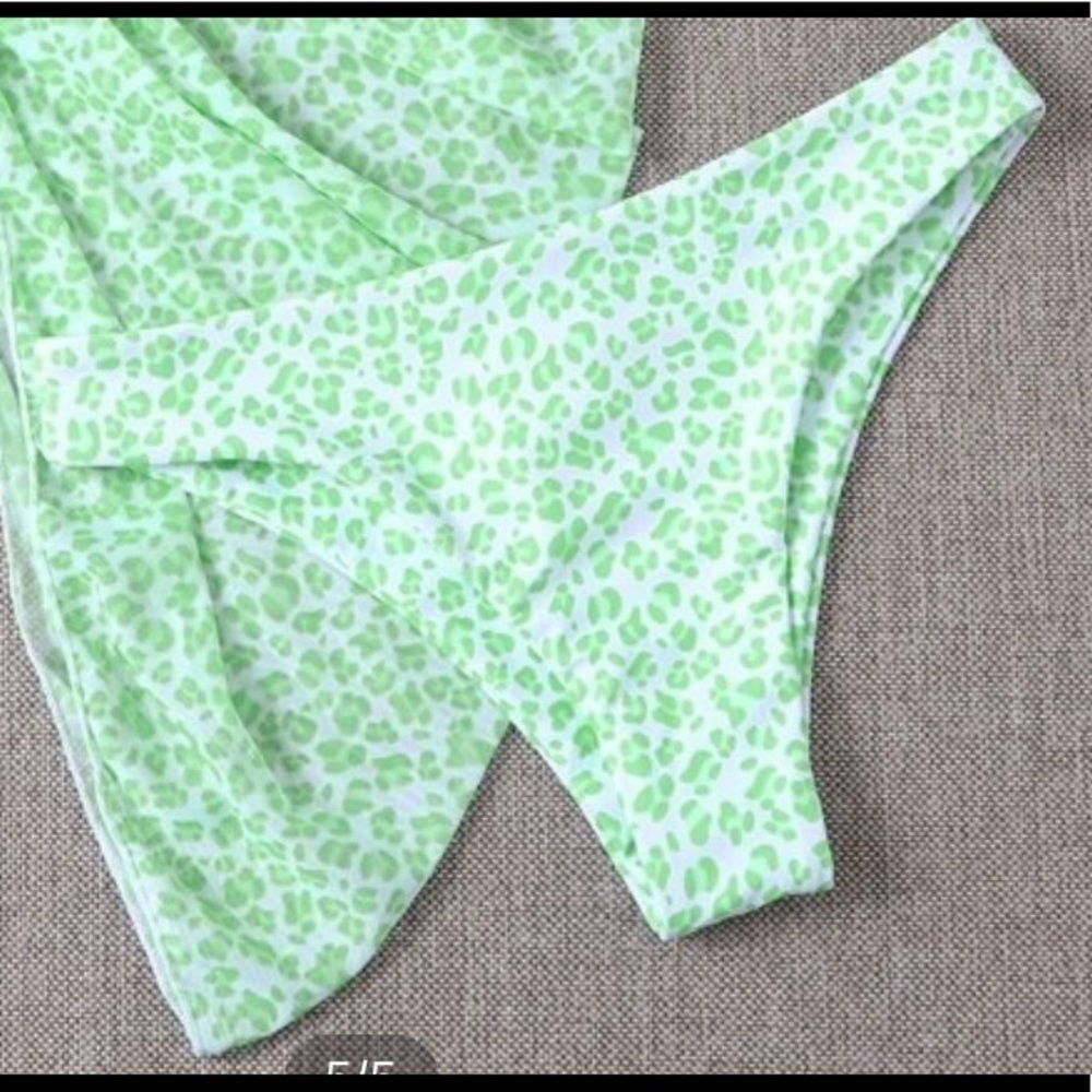 green cheetah bathing suit bottoms